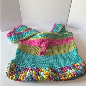 Multicolor rag and crocheted bag
